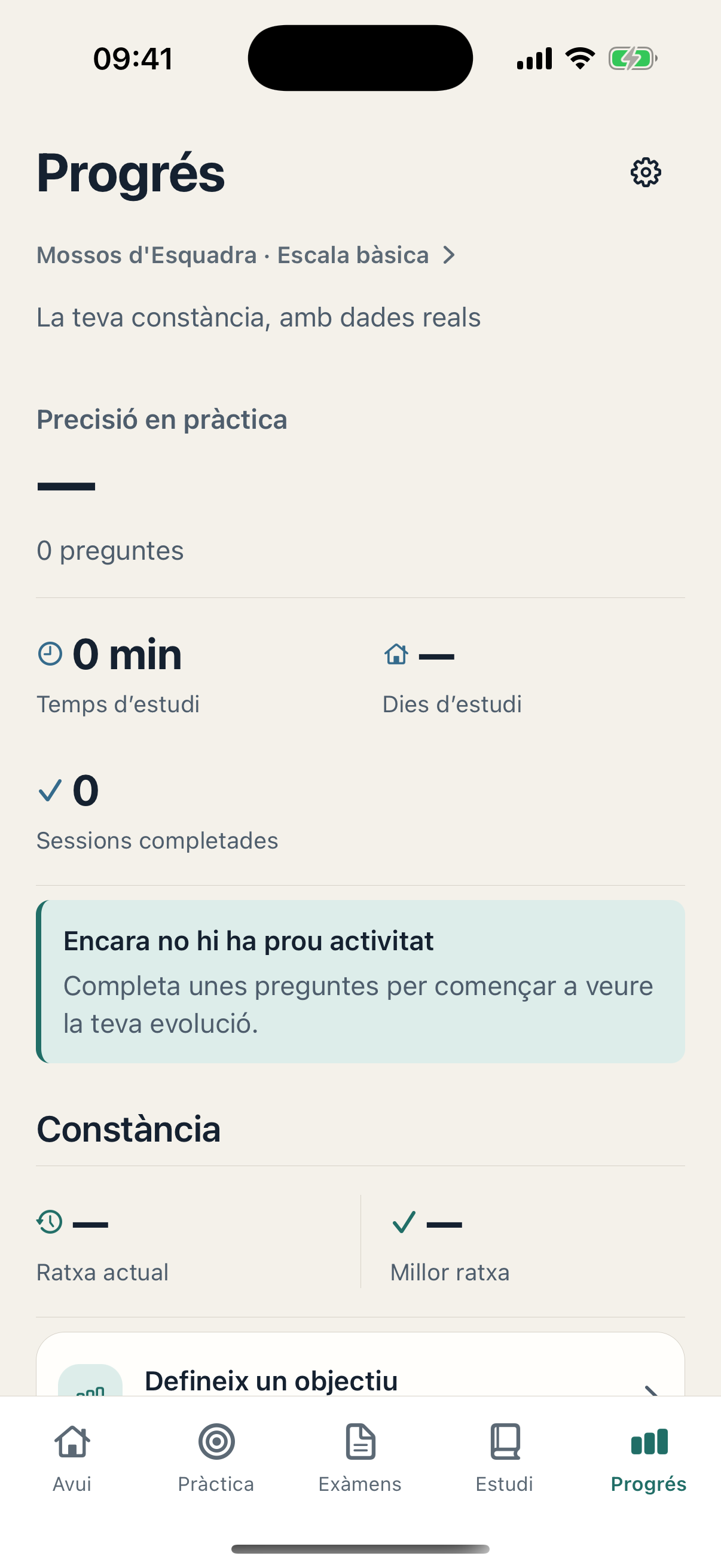 Pantalla Progreso de OpoCentro